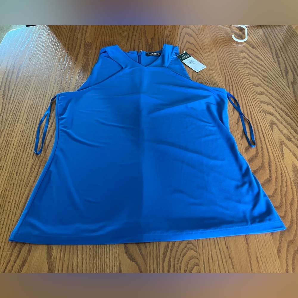 NWT Lauren Ralph Lauren XL Lined Sleeveless Royal Blue Blouse